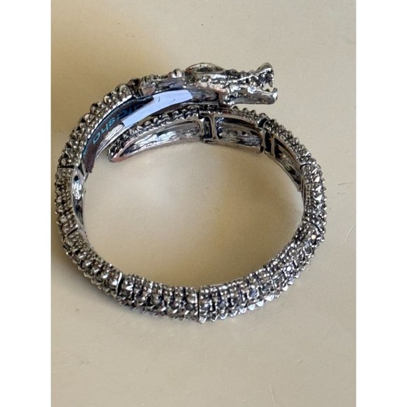 Natasha Designer Snake Charm Wrap Bracelet Jeweled w/Smokey Quartz Rhinestones - Picture 4 of 9